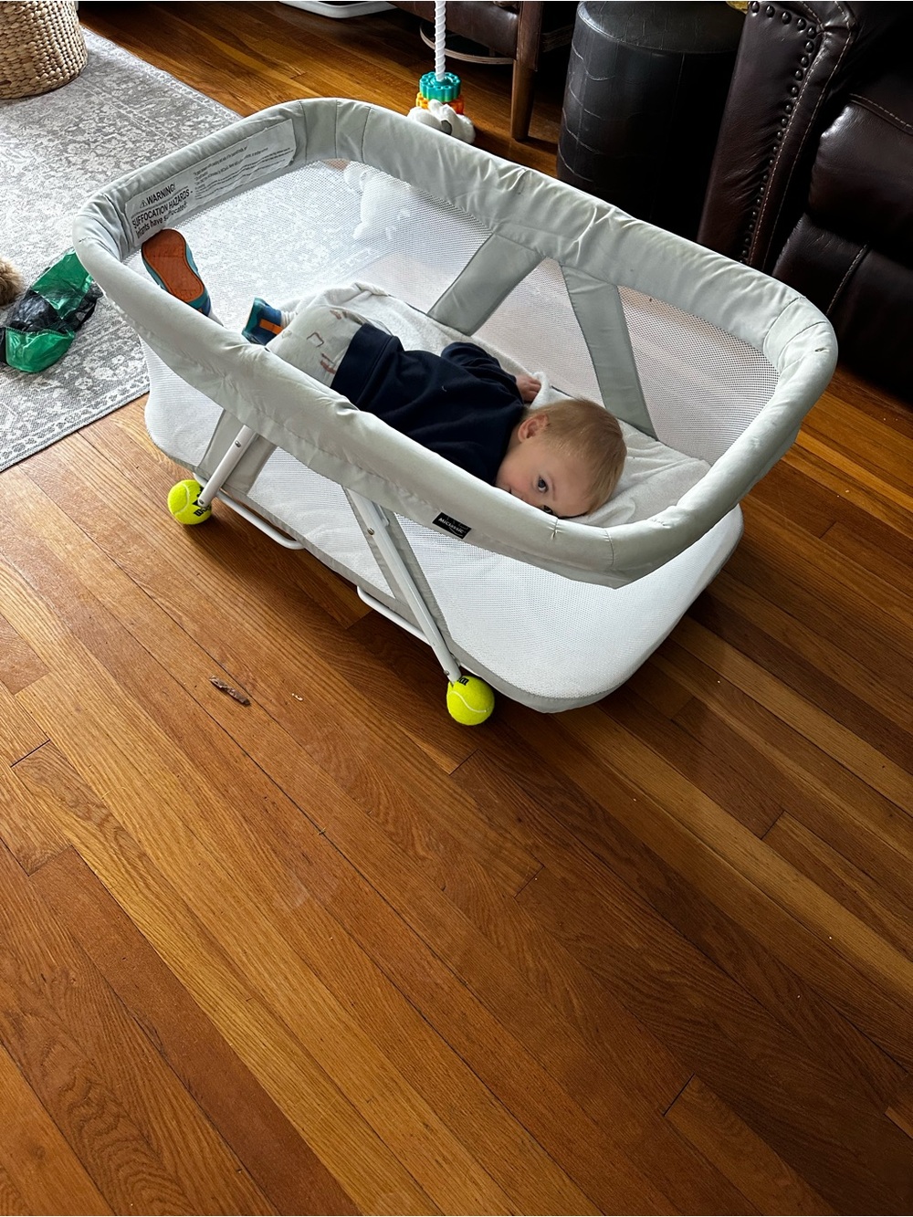 Breathable Mesh Baby Bassinet - Light Gray